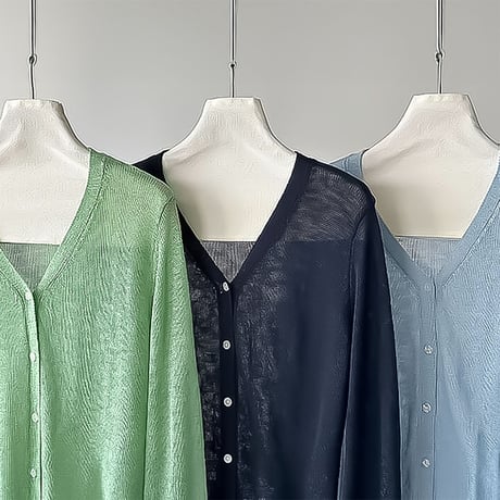 v neck sheer knit cardigan /3color　NK2286