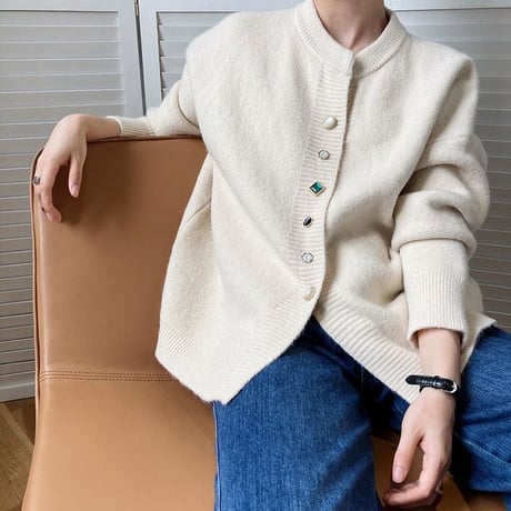 random bijoux button cardigan /4color　NK1985