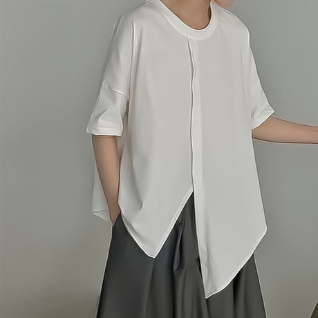 asymmetry slit box t-shirt /2color　NK2295