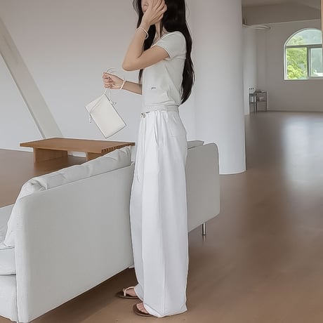 drawstring waist wide pants /3color　NK2372