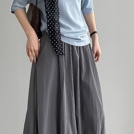 balloon silhouette long skirt /4color　NK2248