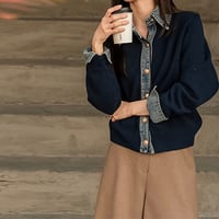 denim docking knit cardigan /2color　NK2110