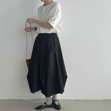 asymmetry tier gather skirt /2color　NK2296