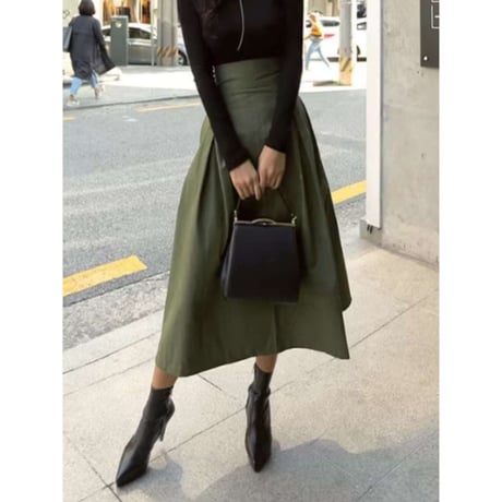 waist ribbon a-line skirt /3color　NK1371