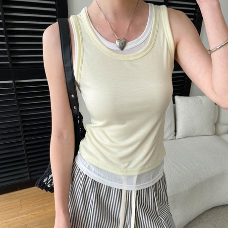 layered rib tight tanktop /5color　NK2236