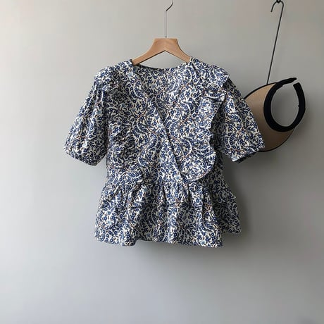 ruffle peplum floral blouse　NK2179