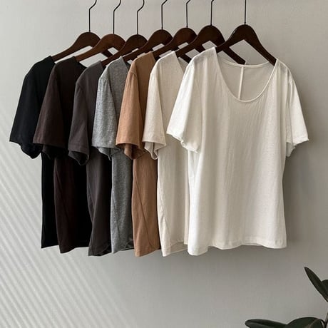 slub cotton u-neck t-shirt /7color　NK1804