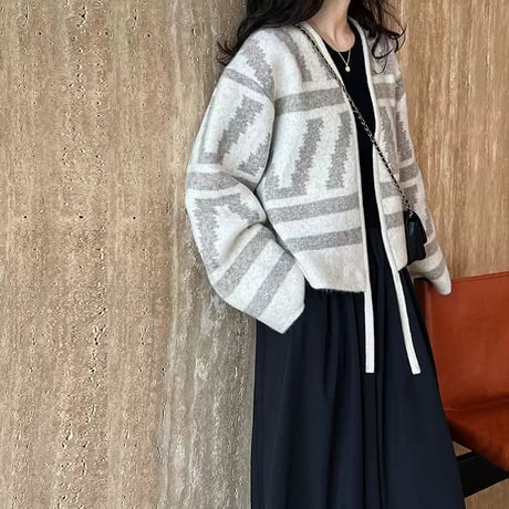 v neck buttonless knit cardigan /2color　NK1512