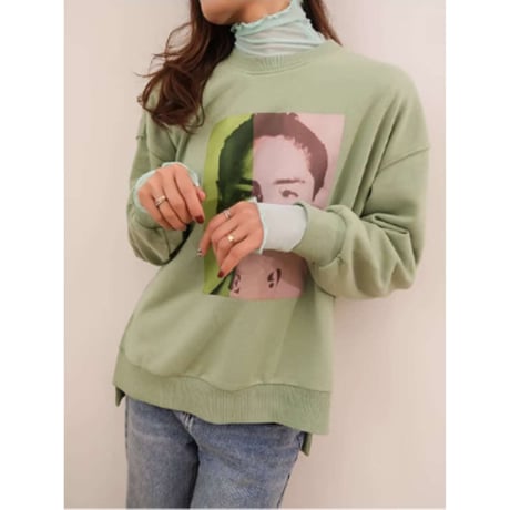 high neck raffle sheer shirt /4color　NK1315