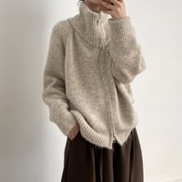 zip up melange knit cardigan /3color　NK2083