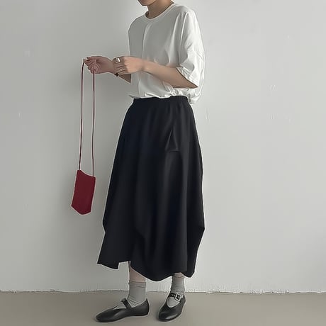 asymmetry tier gather skirt /2color　NK2296