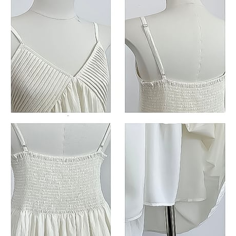 v-neck bust detail cami dress /2color　NK2264