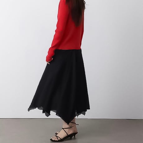 asymmetry flare layered skirt /2color　NK2304
