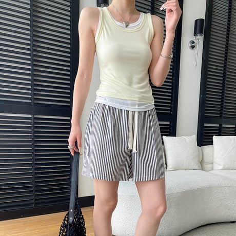 layered rib tight tanktop /5color　NK2236