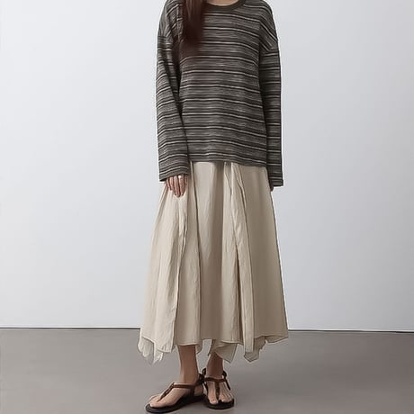 asymmetry flare layered skirt /2color　NK2304