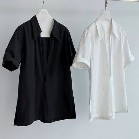 deep v-neck skipper shirt /2color　NK1821