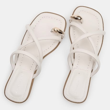 metal part cross strap sandals /2color　NK2211