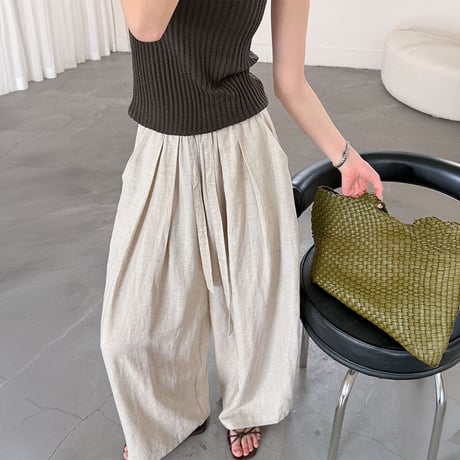 relaxed wide linen pants /2color　NK2224
