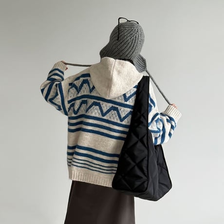 geometric hooded knit cardigan /3color　NK2087