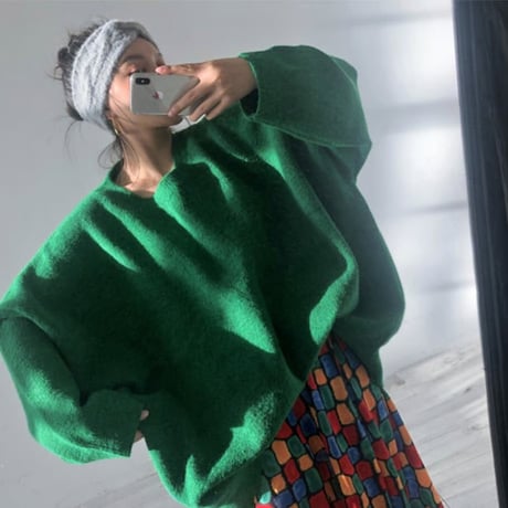big size knit pullover /3color　NK1716
