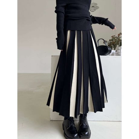 bicolor pleated skirt /2color　NK1388