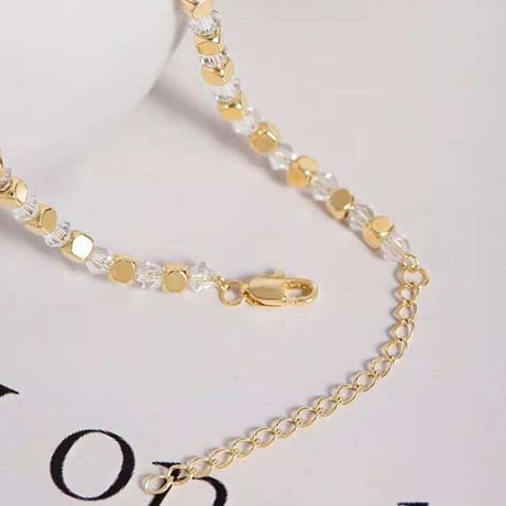 gold and clear chain necklace　NK1222
