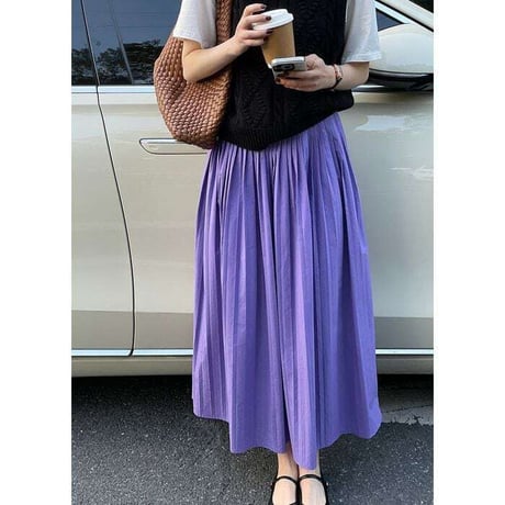 pleats maxi skirt /2color　NK1141