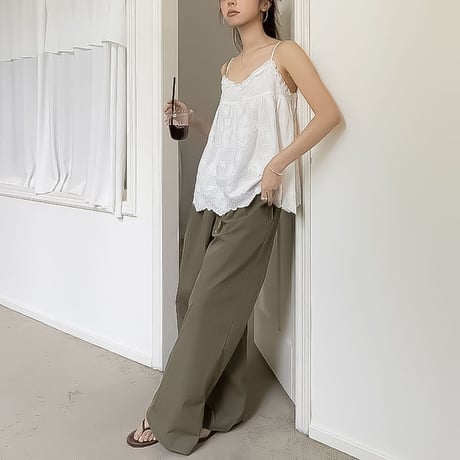 drawstring wide pants /4color　NK2365