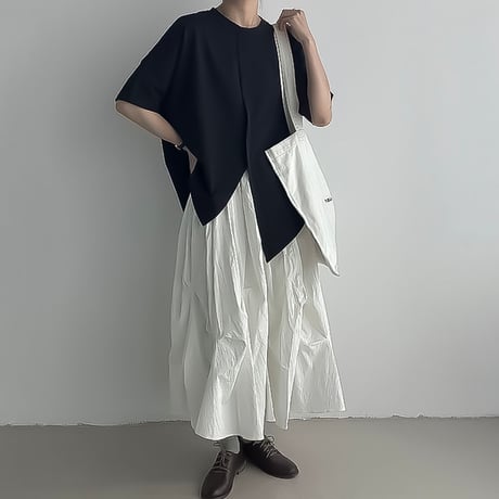 asymmetry slit box t-shirt /2color　NK2295