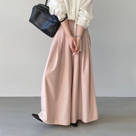 tencel cotton pleat wide pants /2color　NK2175