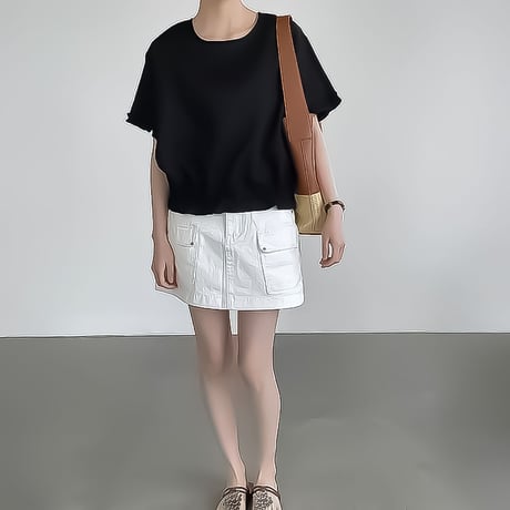 frill hem drawstring blouse /3color　NK2378