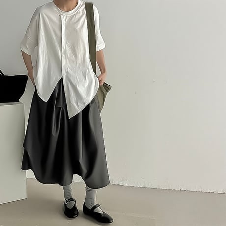 asymmetry slit box t-shirt /2color　NK2295