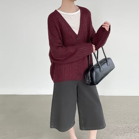 chunky knit vneck cardigan /3color　NK2191