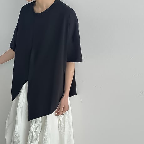asymmetry slit box t-shirt /2color　NK2295