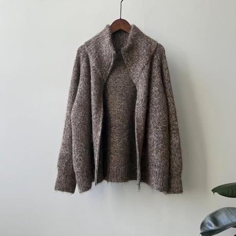 zip up melange knit cardigan /3color　NK2083
