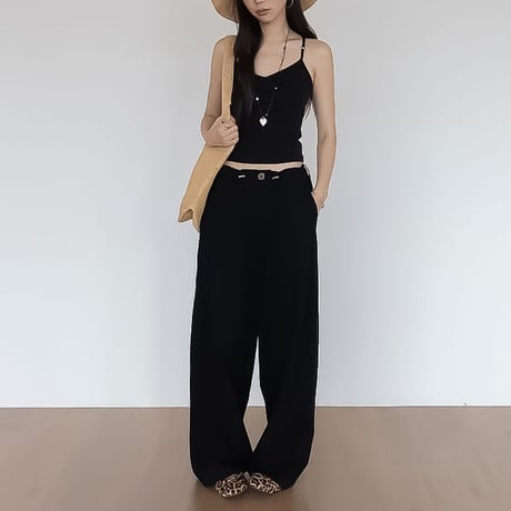 drawstring waist wide pants /3color　NK2372