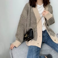herringbone knit cardigan /2color　NK1621