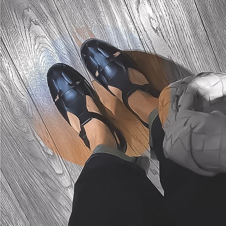 woven strap leather flat sandals /3color　NK2242