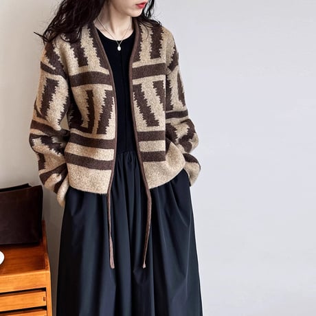 v neck buttonless knit cardigan /2color　NK1512