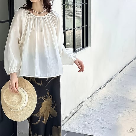 gathering 2-way airy blouse  /2color　NK2212