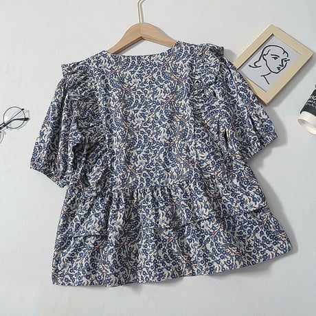 ruffle peplum floral blouse　NK2179