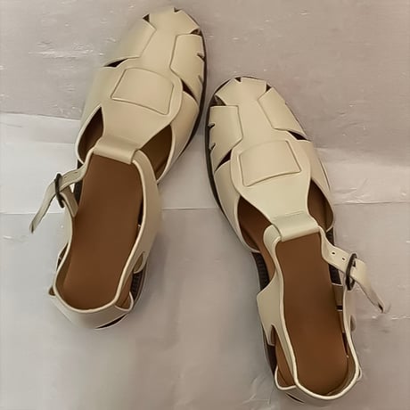 woven strap leather flat sandals /3color　NK2242