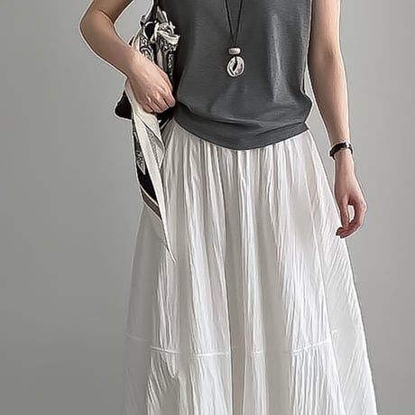 balloon silhouette long skirt /4color　NK2248