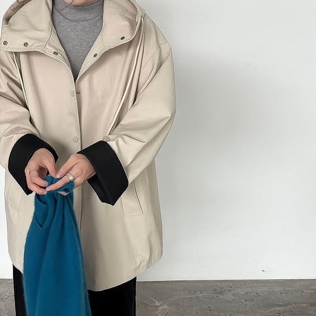 bicolor cuff hooded jacket /2color　NK2129