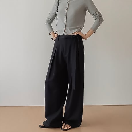 belted tuck wide pants /3color　NK2232