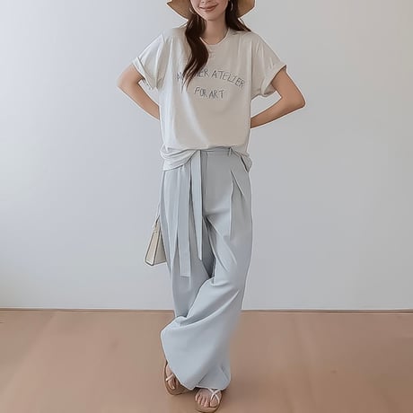 belted tuck wide pants /3color　NK2232