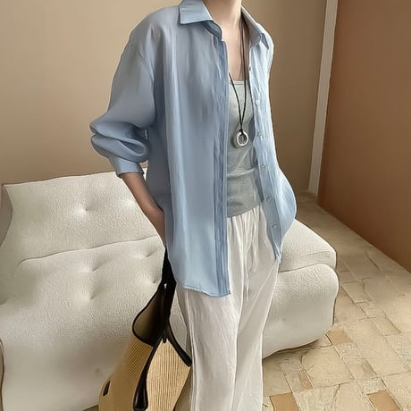 back slit relaxed sheer shirt /3color　NK2281