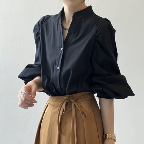 volume sleeve band collar blouse /2color　NK1945