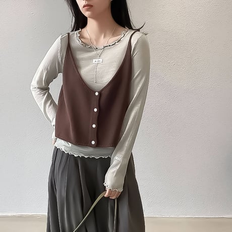 layered ruffle vest set /4color　NK2279
