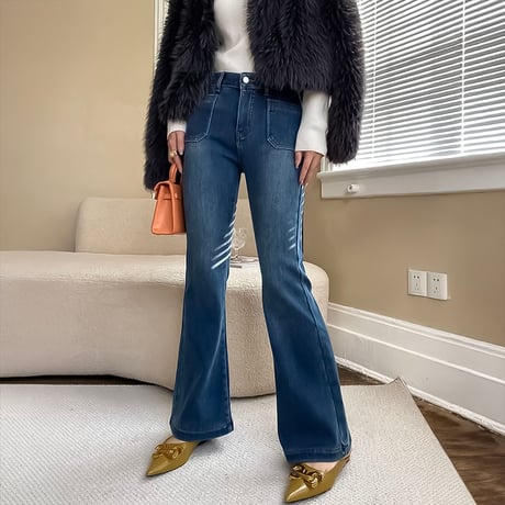 high waist flare pocket denim /2color　NK2169